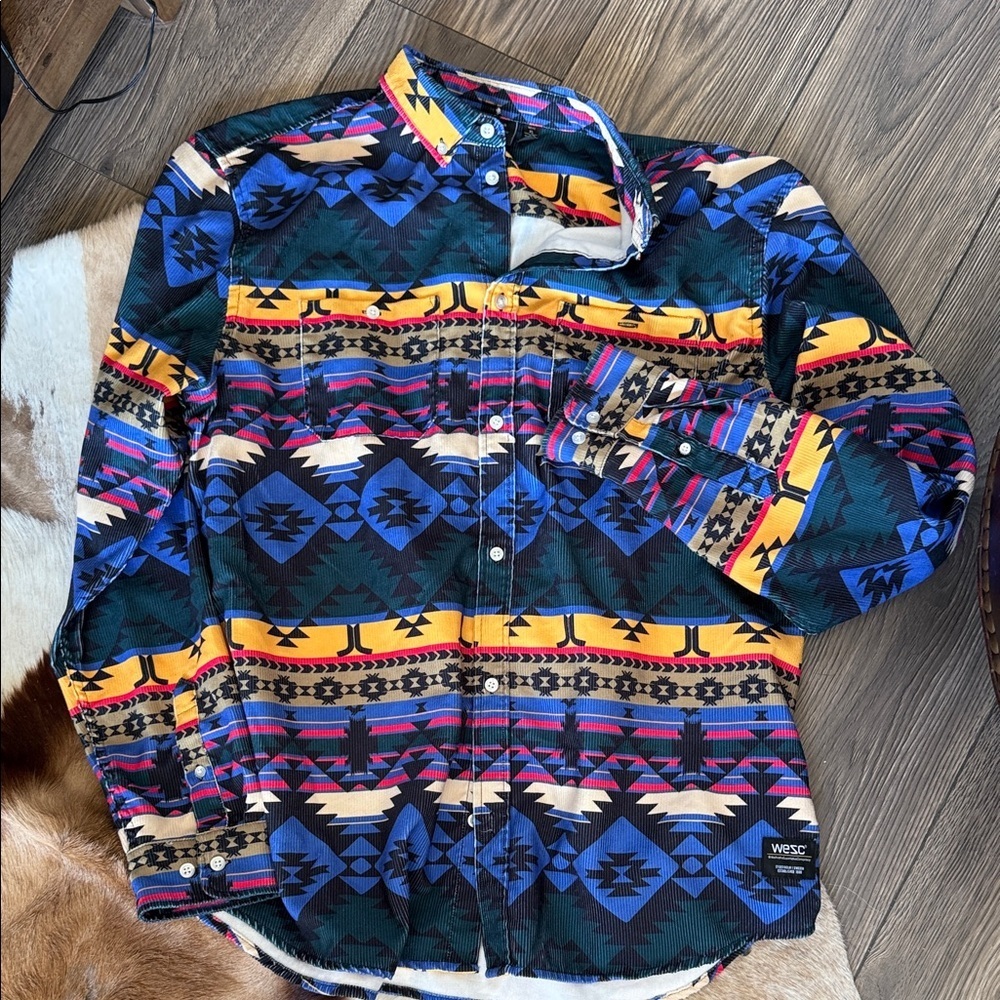 Wesc Multicolor Southwestern Button-Up Shirt corduroy size xl